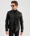 Blouson en cuir imitation avec fermeture zippée homme